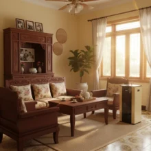 Phối cảnh lắp đặt máy KG100HG lắp đặt tại phòng khách gia đình Việt Nam