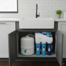 Phối cảnh máy Karofi KT-K9I lắp đặt tại gầm bếp