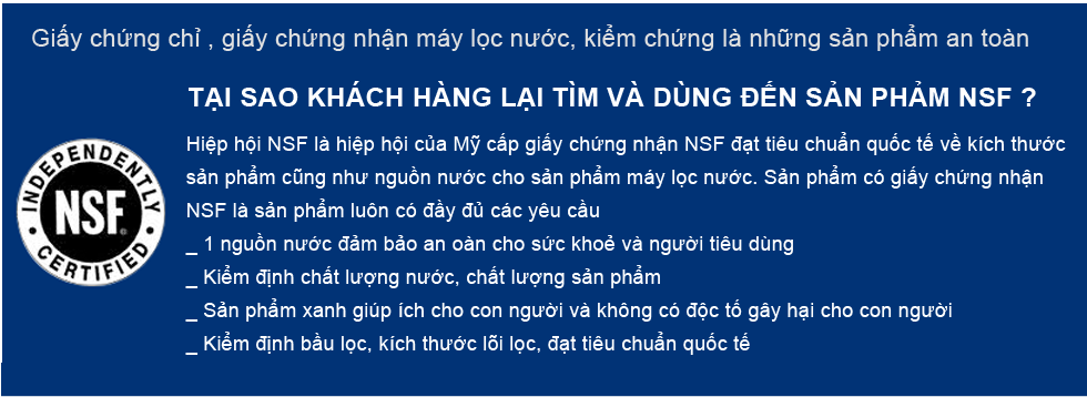 chứng chỉ lọc nước kiểm chứng an toàn