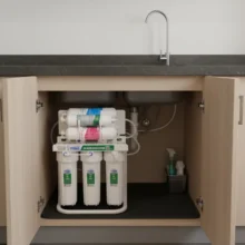 Phối cảnh máy lọc nước Titako A3 tại gầm bếp sang trọng