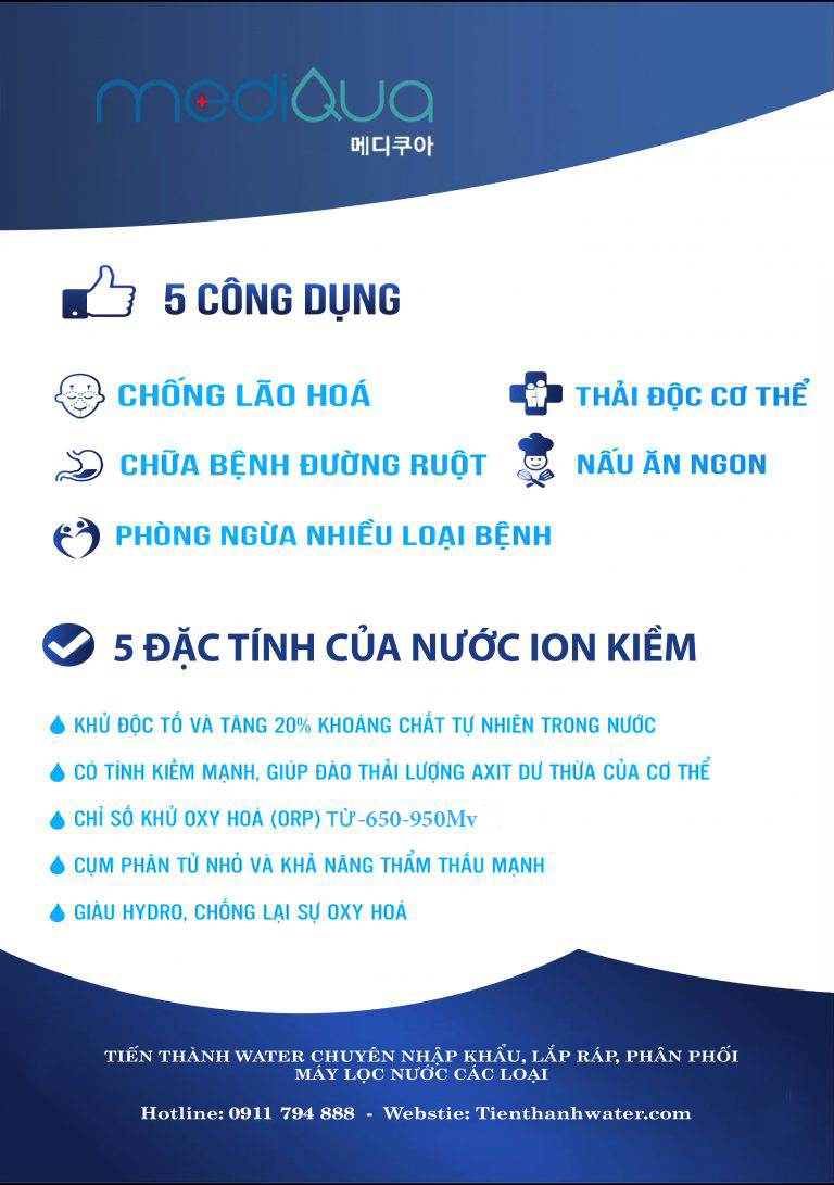 Công dụng của máy lọc nước Ion kiềm Mediqua