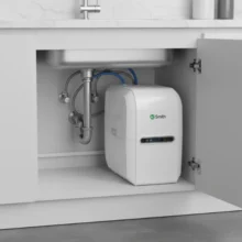 Phối cảnh máy AOSMith G1 lắp đặt t dưới gầm bếp