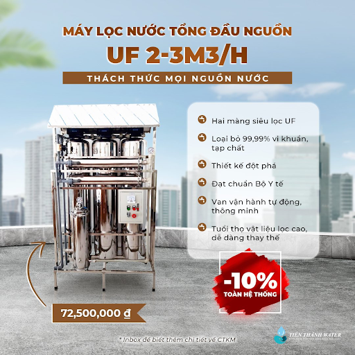Máy lọc nước tổng đầu nguồn UF 2-3M3/H 