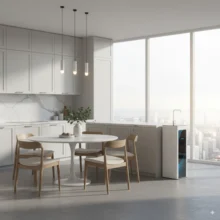 Phối cảnh máy Karofi KAQ O07 lắp đặt ở khu vực ăn uống