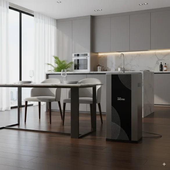 Phối cảnh máy Karofi Livotec 311 tại bếp ăn