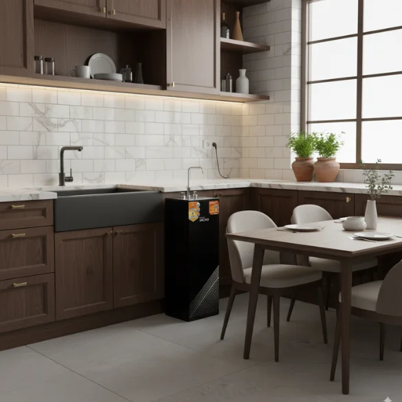 Phối cảnh lắp đặt máy Karofi Livotec 600 ở không gian bếp sang trọng