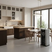 Phối cảnh lắp đặt máy Karofi Livotec LRA90 lắp đặt ở bếp ăn sang trọng