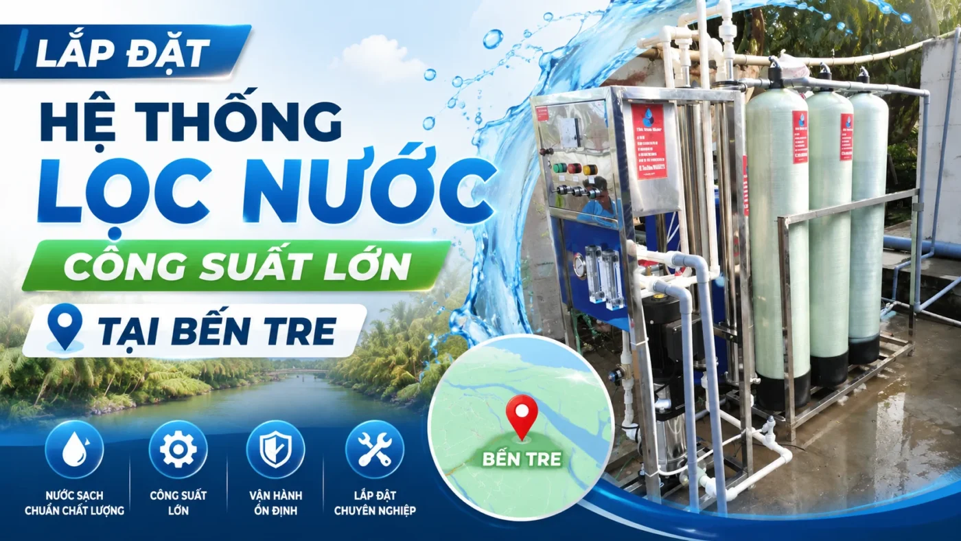 Lắp đặt máy lọc nước nhiễm mặn công suất lớn tại Bến Tre