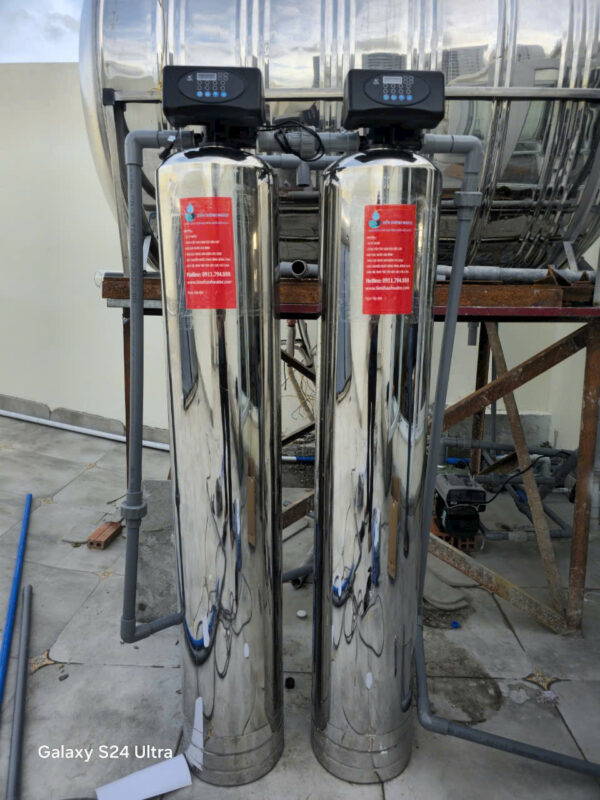 Hệ thống lọc tổng 2 cột Inox van tự động