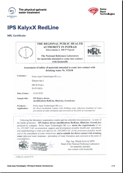 Giấy chứng nhận bộ làm mềm nước KalyxX