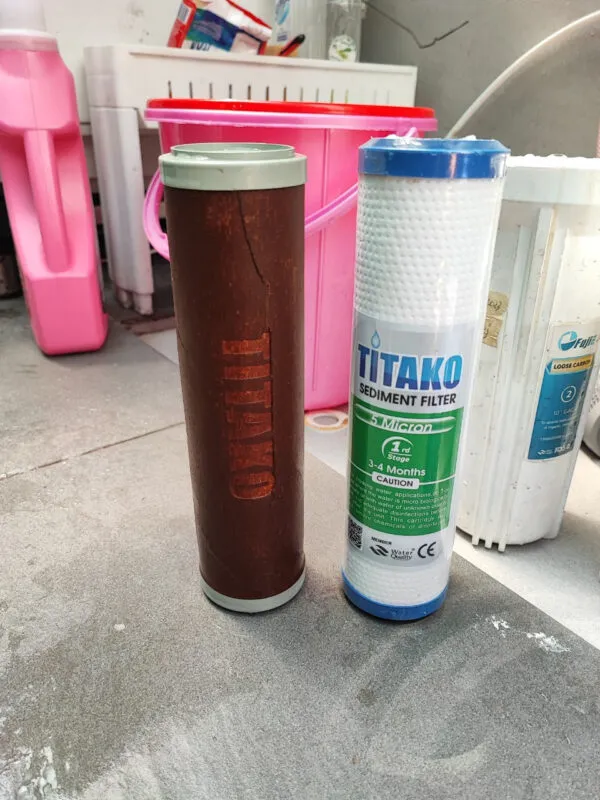 Lõi lọc thô số 1 trước và sau khi sử dụng