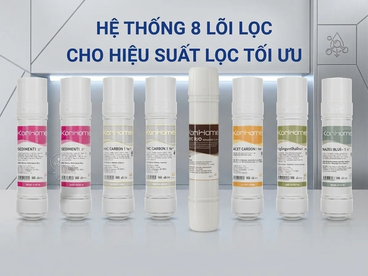 Hệ thống 8 lõi lọc của Korihome WPK G60