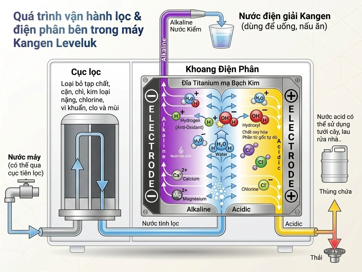 Cơ chế hoạt động của máy lọc nước Kangen K8