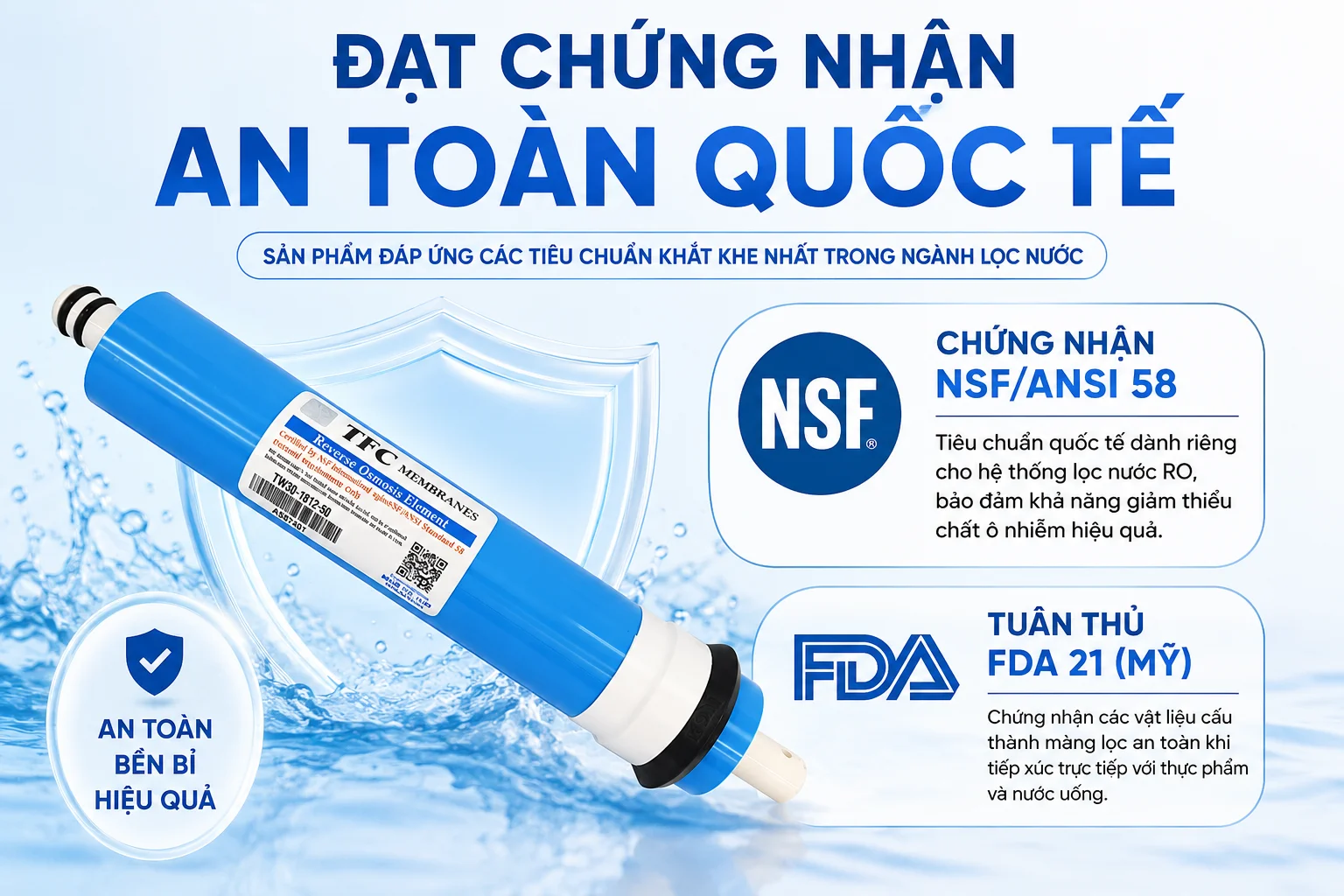 Đạt chứng nhận an toàn quốc tế