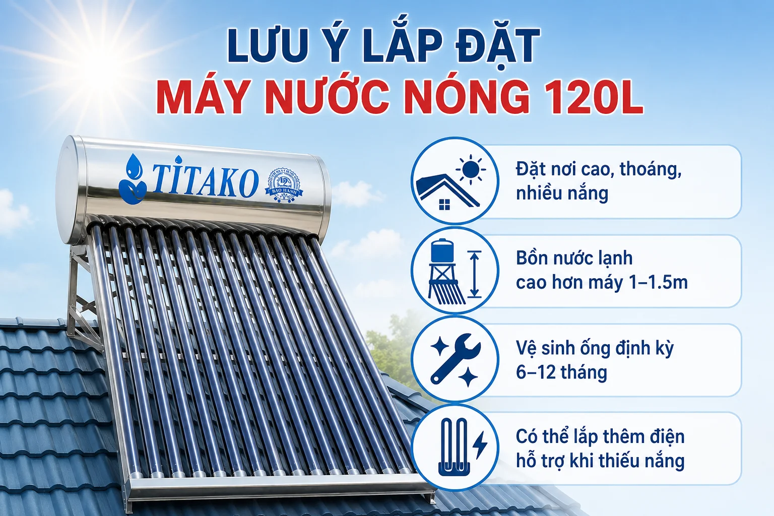 Một số lưu ý khi lắp đặt máy nước nóng 120L