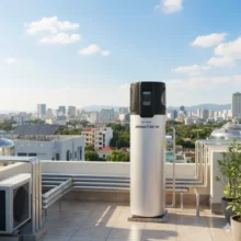 Phối cảnh lắp đặt máy bơm nhiệt Solahart 180L lắp đặt sang trọng