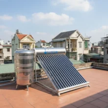 Phối cảnh máy nước nóng năng lượng mặt trời PPR 160l lắp đặt tại sân thượng