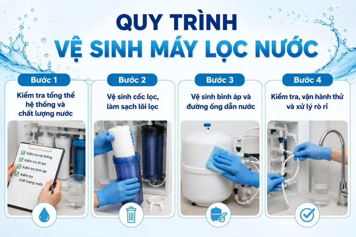 Quy trình vệ sinh máy lọc nước tại Tiến Thành Water