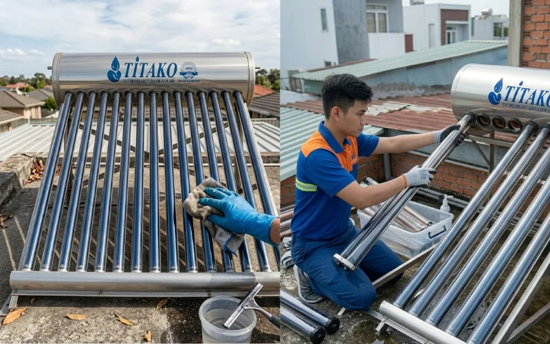 Dịch vụ vệ sinh máy nước nóng năng lượng mặt trời chuyên nghiệp tại TP.HCM
