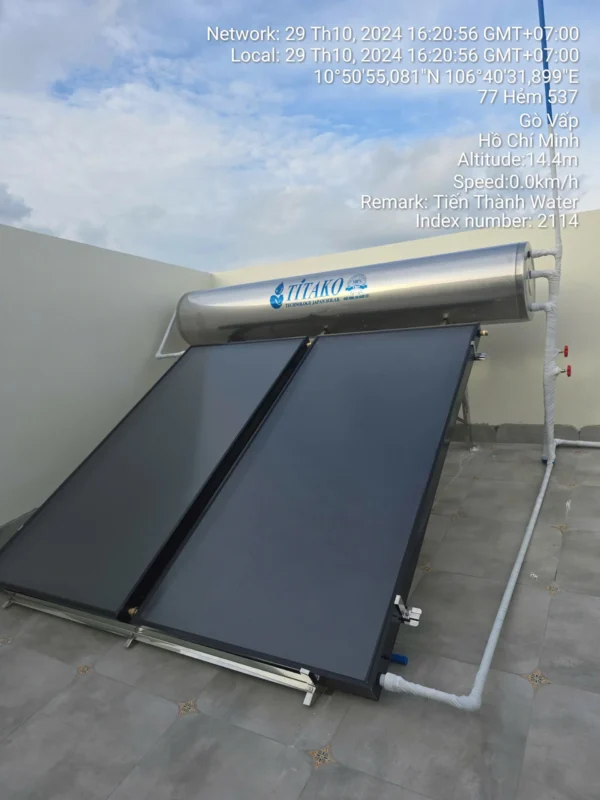 Lắp đặt máy nước nón năng lượng mặt trời 300L không chịu áp tại quận Gò Vấp