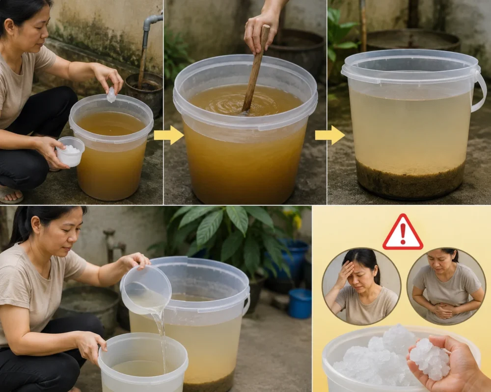 Sử dụng phèn chua lắng cặn