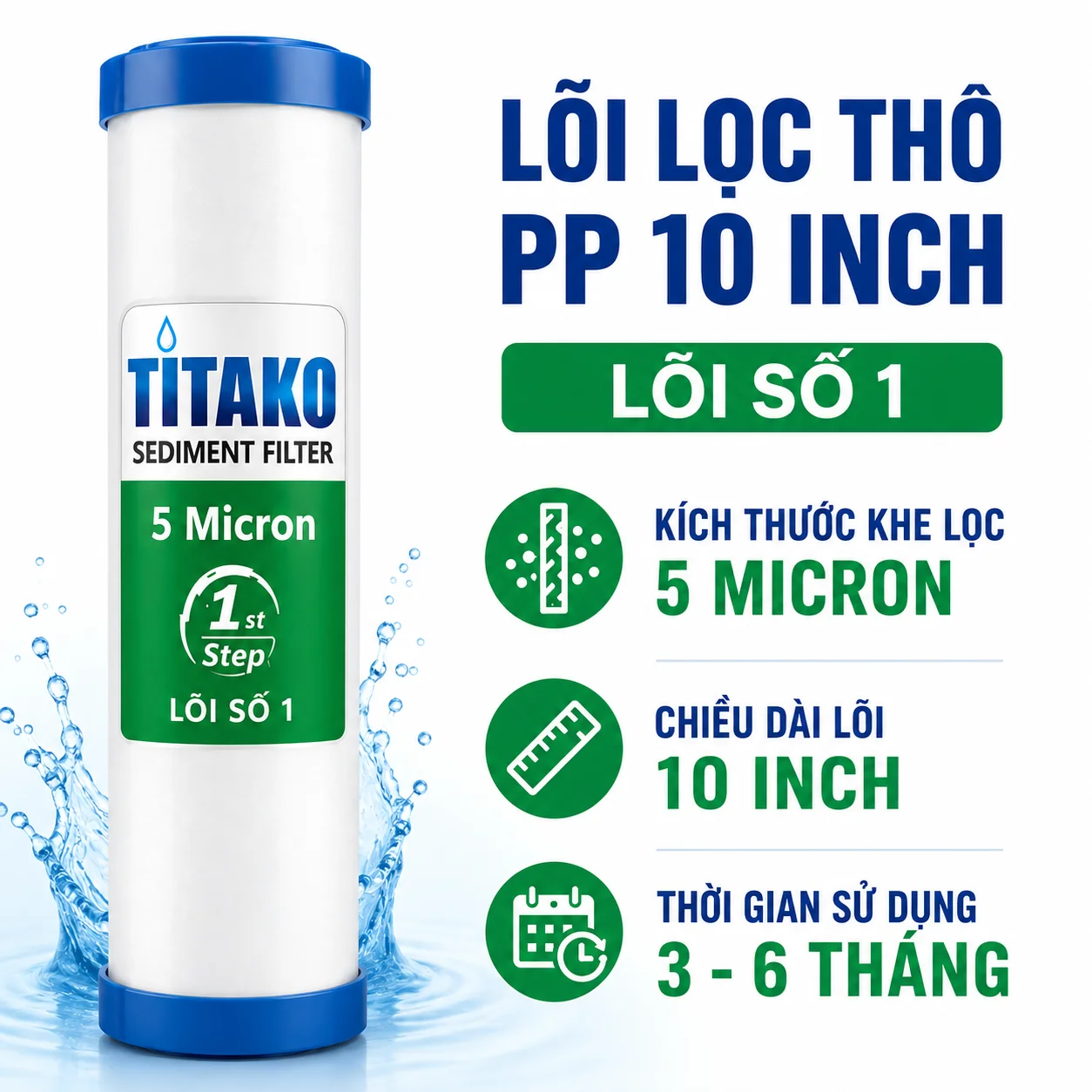 Thông số kỹ thuật lõi lọc PP 10 Inch