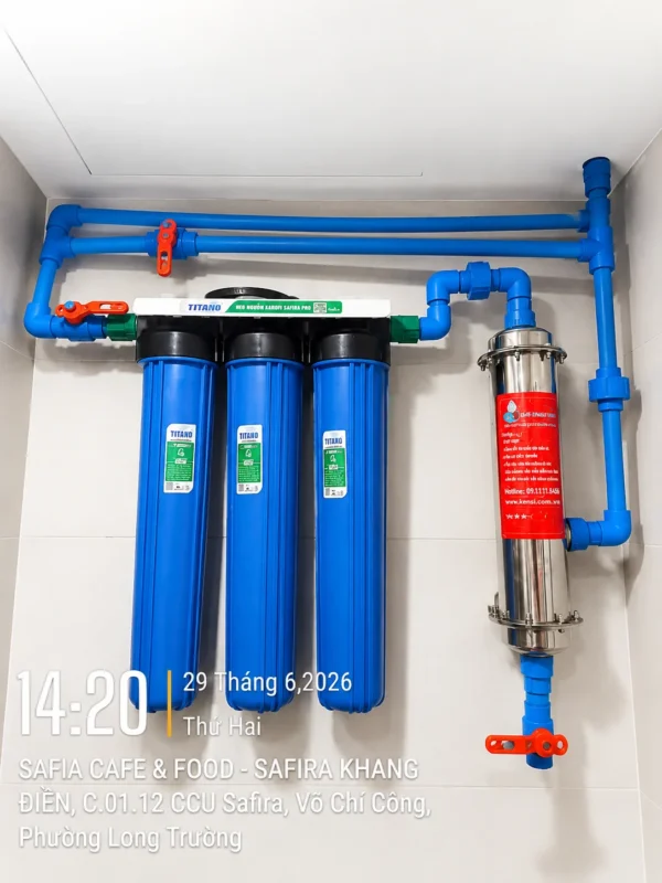 Bàn giao bộ lọc nước thô 20 Inch kết hợp màng lọc UF tại Thủ Đức