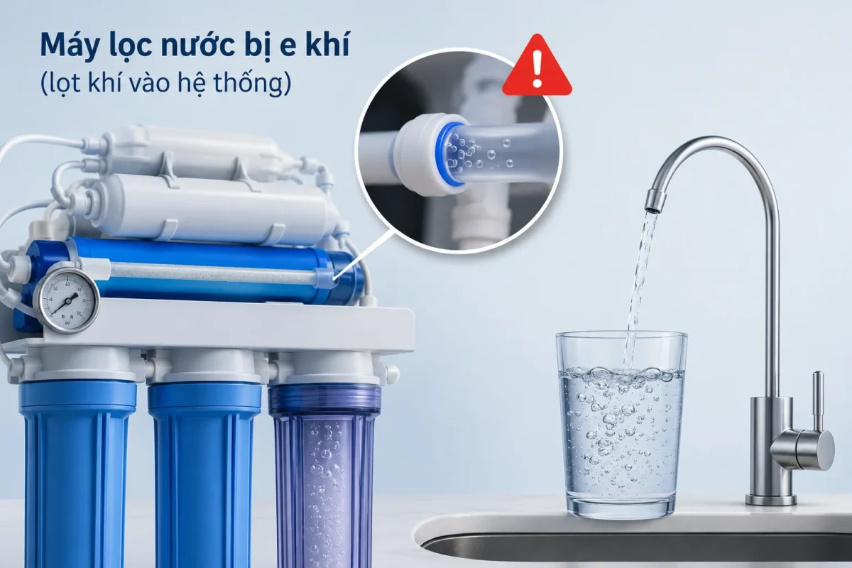 Hiện tượng máy lọc nước bị e khí