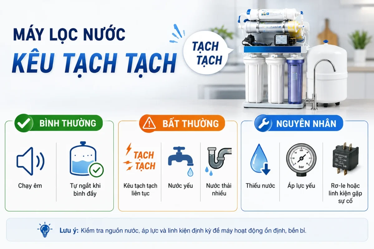 Hiện tượng máy lọc nước kêu tạch tạch là gì?