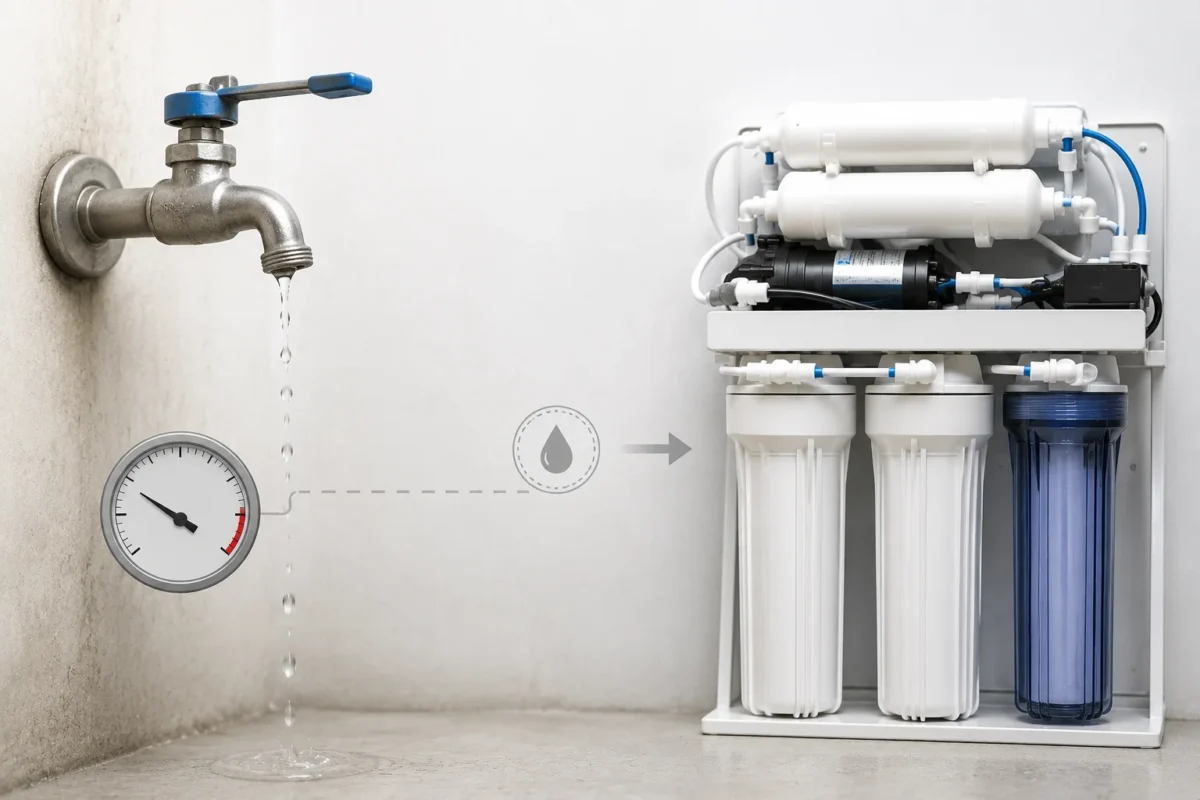 Nguồn nước cấp đầu vào của máy lọc nước yếu
