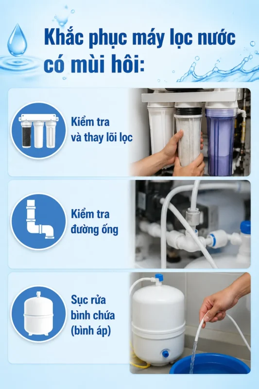 Cách khắc phục máy lọc nước có mùi hôi