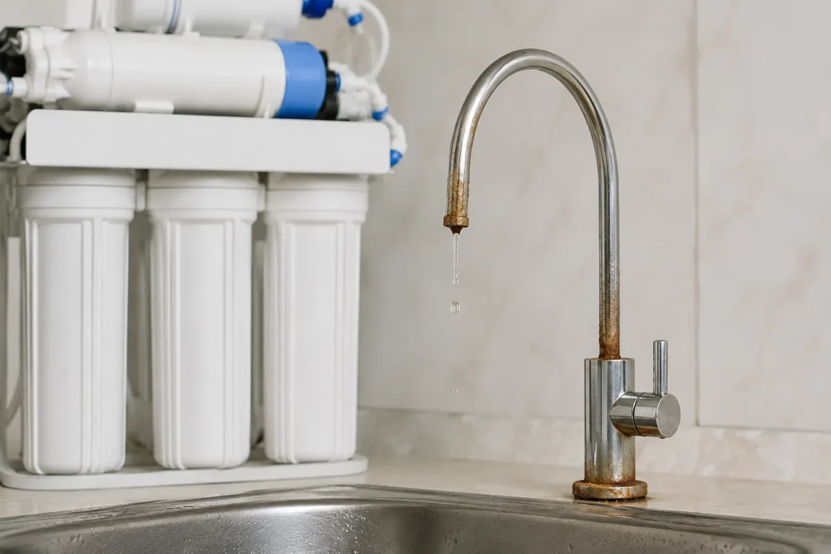 Máy lọc nước bị rỉ nước ở vòi