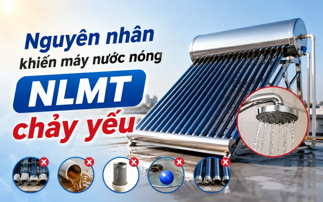 Nguyên nhân khiến máy nước nóng NLMT chảy yếu