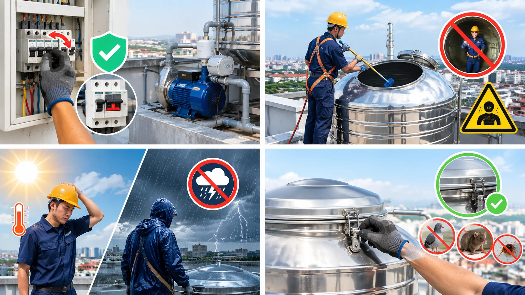 Lưu ý khi tự vệ sinh bồn nước