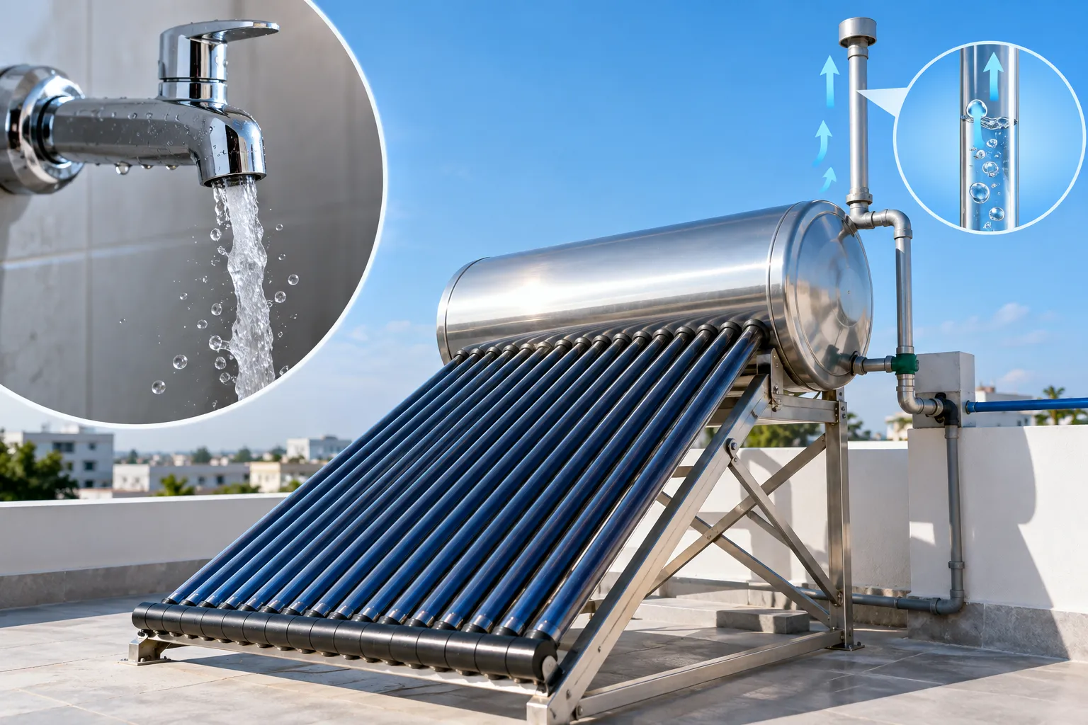 Máy nước nóng năng lượng mặt trời bị e khí