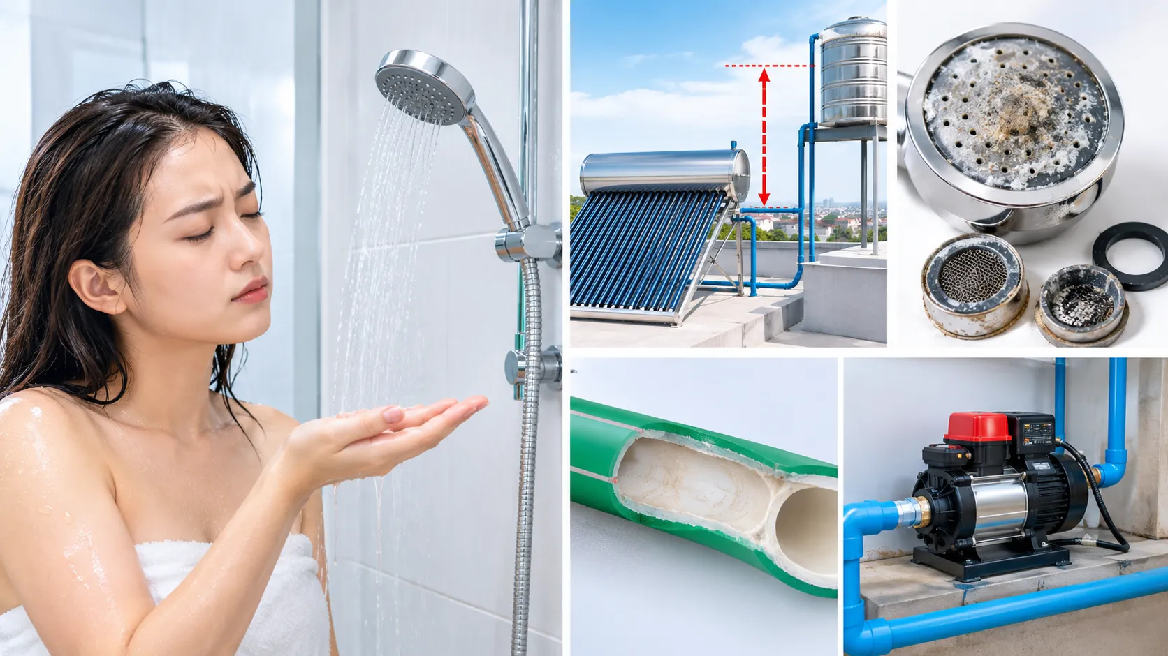 Máy nước nóng năng lượng mặt trời chảy yếu