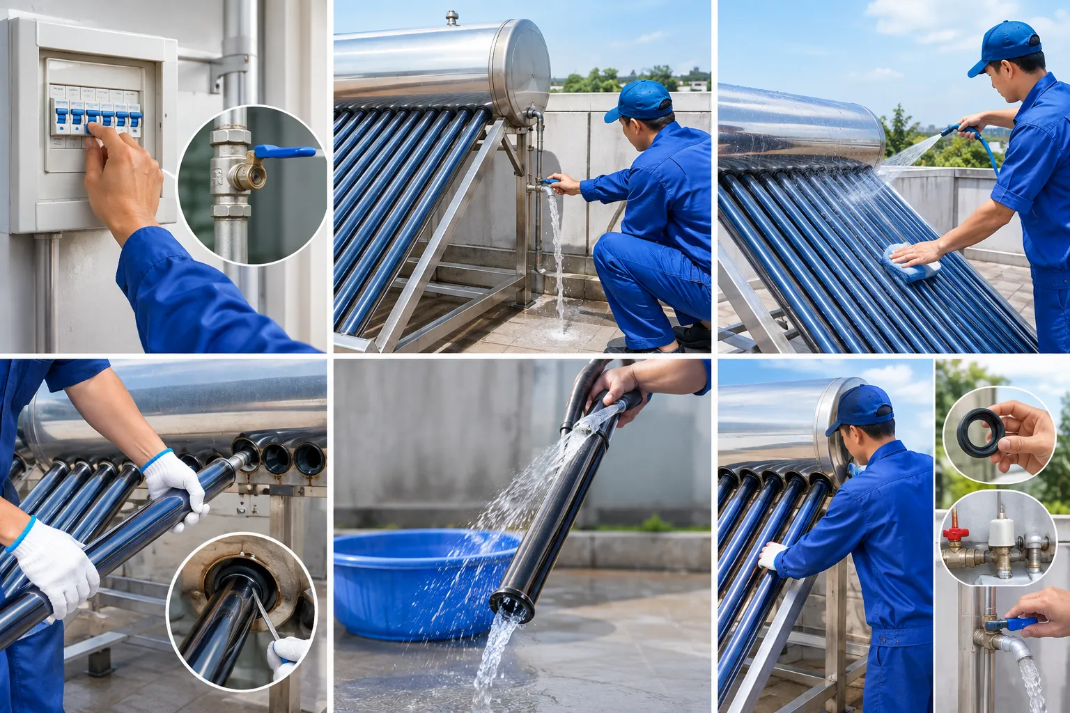 Quy trình vệ sinh máy nước nóng NLMT tại nhà