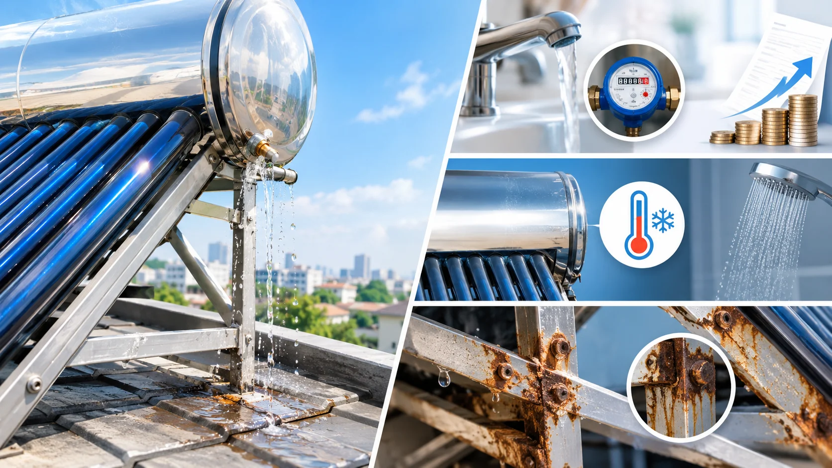 Tác hại khôn lường khi máy nước nóng năng lượng mặt trời bị rò rỉ nước