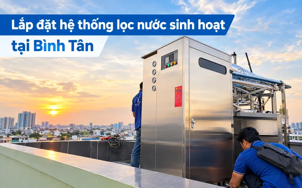 Lắp đặt hệ thống lọc nước sinh hoạt UF tại nhà anh Hòa, Bình Tân