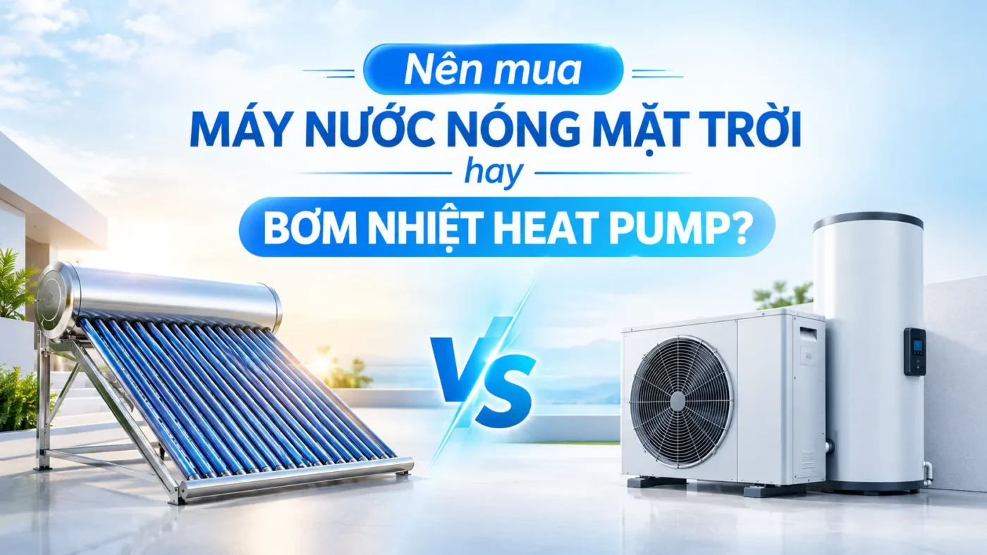 So sánh máy nước nóng năng lượng mặt trời và máy bơm nhiệt heat pump