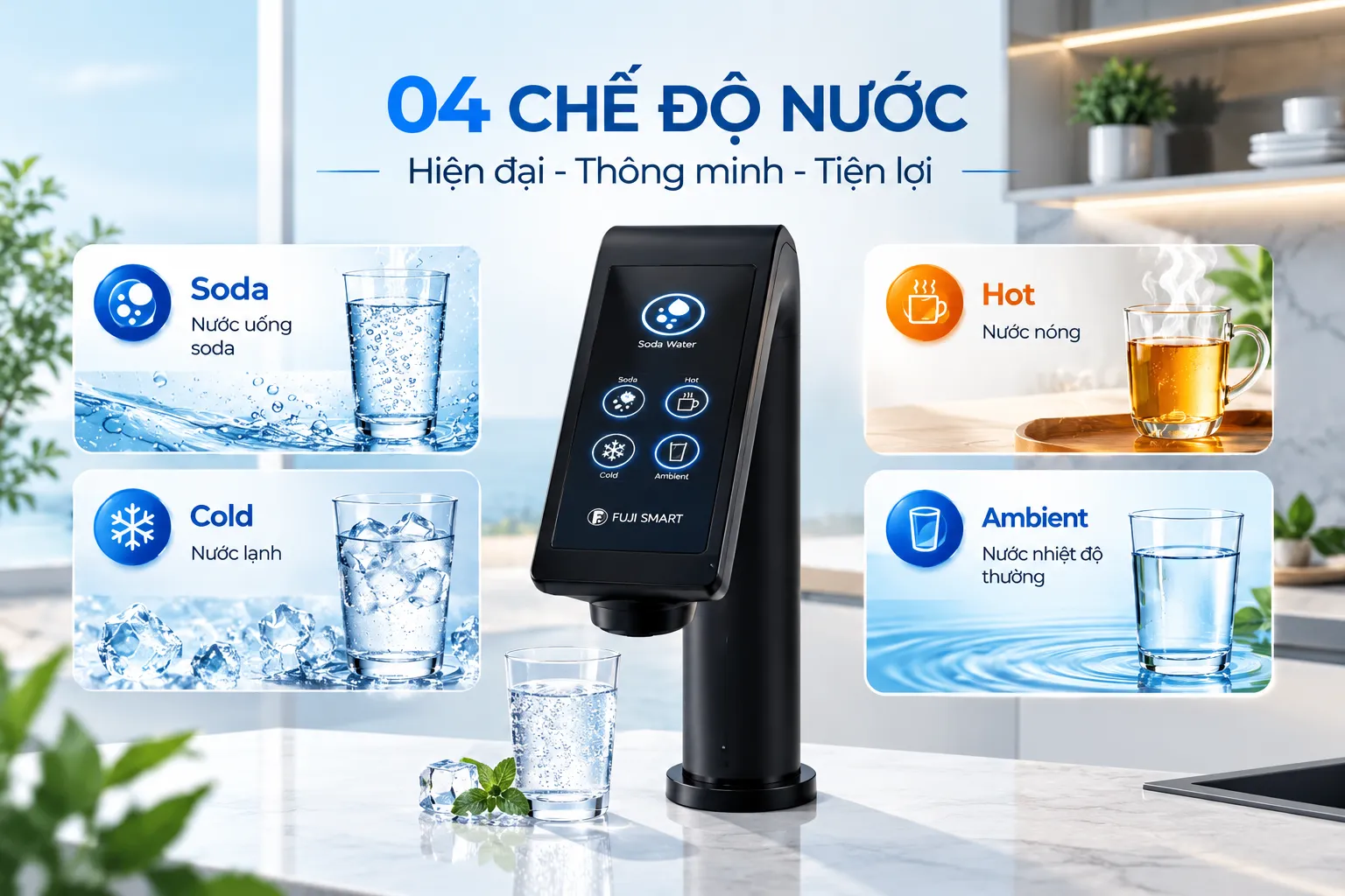 Trải nghiệm 4 chế độ nước trên cùng 1 vòi